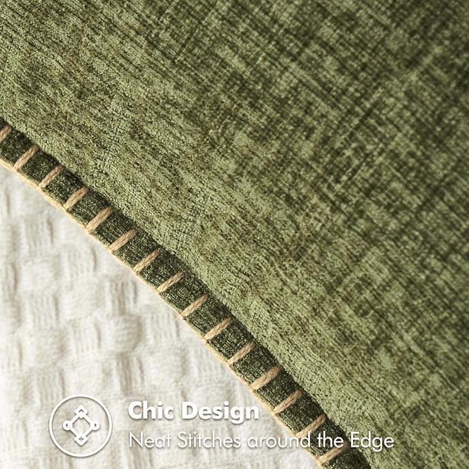 MIULEE Pack of 2 Couch Throw Pillow Covers 20x20 Inch Olive Green Farmhouse Decorative Pillow Covers with Stitched Edge Soft Chenille Solid Dyed Spring Pillow Covers for Sofa Bed Living Room