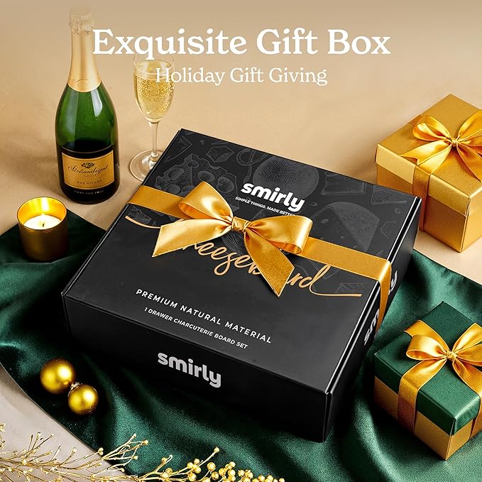 SMIRLY Charcuterie Boards Set, Large Cheese Board Set, Natural Bamboo Charcuterie Tray Cheese Platter with Accessories - Housewarming Gifts New Home, Wedding & Bridal Shower Gifts for Women, Couples