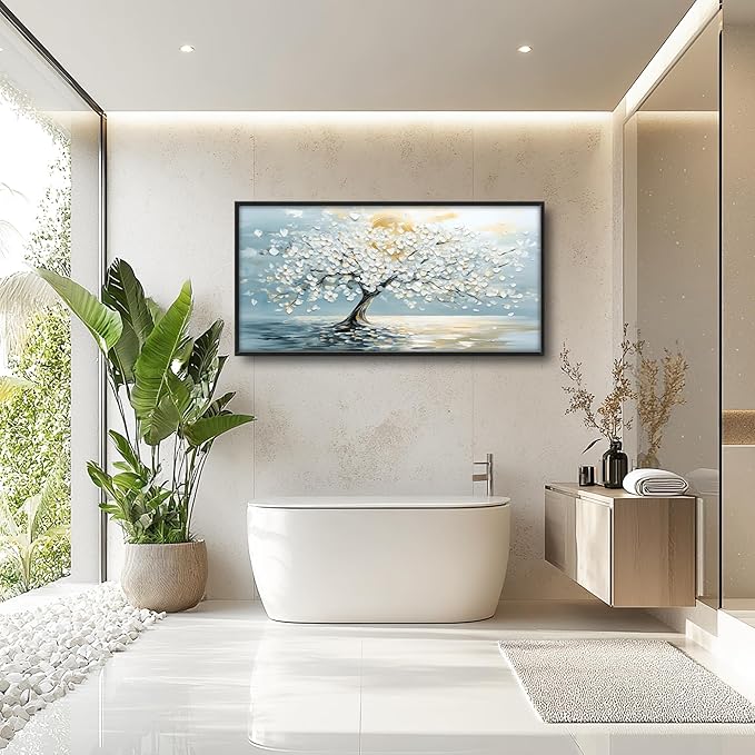 Lovira White Tree Large Wall Art Canvas Wall Decor Pictures Prints Painting Framed Artwork for Living Room Bedroom Bathroom Kitchen Office 30"x60"