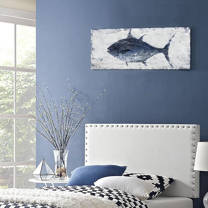NdcSkyArt Vintage Bluefin Tuna Wall Art: Nautical Coastal Decor for Home & Office