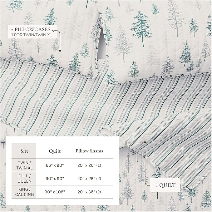 Rustic Cabin Full/Queen Size Quilt Set with Shams - All-Season, Lightweight, Reversible Bedspread - Lodge-Themed Summer Bedding Sets (Full/Queen, Truckee - Grey)