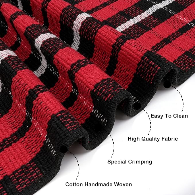 Christmas Red Buffalo Plaid Door Mats Outdoor 2'X3', Cotton Front Door Rug Machine Washable Indoor/Outdoor Area Rug Farmhouse Throw Rug for Layered Door Mats/Porch/Entryway/Kitchen/Bathroom