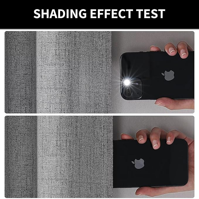 Joydeco 100% Total Blackout Curtains Custom Size for Bedroom Living Room Darkening Long Textured Drapes Thermal Insulated Back Tab & Rod Pocket 1 Panel(Light Grey,Custom Size)