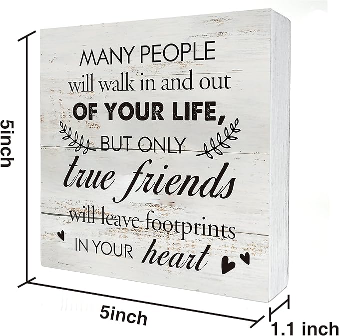 Kinship Wooden Box Sign Desk Decor Rustic Wood Block Plaque Box Sign for Home Living Room Shelf Table Decoration (5 X 5 Inch) (MANY)