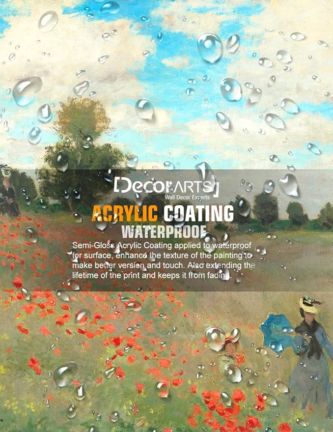 DECORARTS - Poppies at Argenteuil, 1873, Claude Monet Art Reproduction. Giclee Canvas Prints Wall Art for Home Decor 20x16