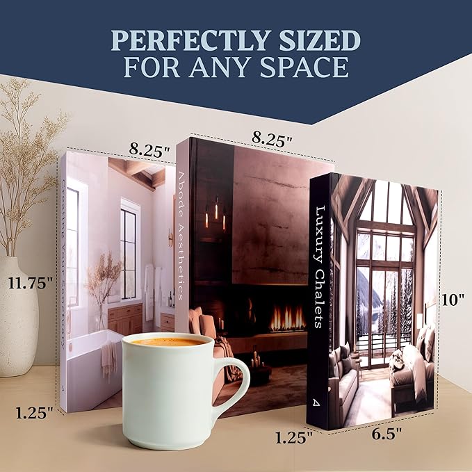 Array & Arrow Fake Decorative Books for Home Decor - Set of 3 Hardcover Faux Books for Storage, Modern, Stylish, and Minimalist Coffee Table Decor, Keepsake, Hidden Storage with Magnetic Closure