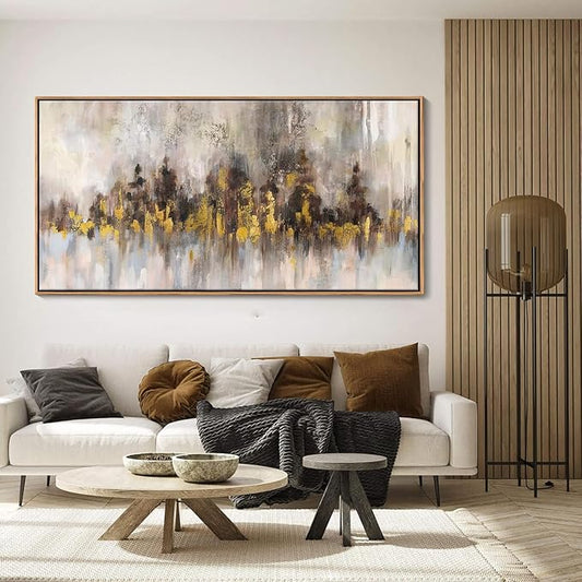 YDYSUNE Gold Abstract Wall Decor - Brown Canvas Wall Art for Living Room- Large Modern Artwork - Oil Painting Pictures for Bedroom Kitchen Home Office
