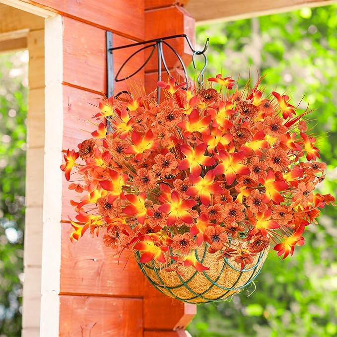 24 Pcs Fake Fall Flowers for Outdoors UV Resistant Artificial Fall Flowers Faux Fall Plants Decorations for Outside Home Porch Planter Patio Window Box Fall Decor