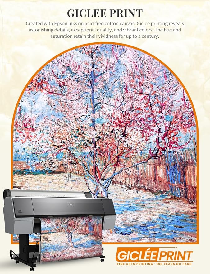 DECORARTS - Vincent van Gogh's Reminiscence of Mauve, Museum-Quality Giclee Canvas Print in Gold Solid Wood Frame, 34.75 x 28.75 in, Ready to Hang, Made in USA