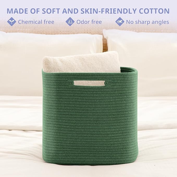 OIAHOMY Storage Cubes, 13 Inch Cube Storage Organizer, Collapsible Storage Bins, Baskets for Organizing, Storage Bins for Shelves-Green, 2-PACK