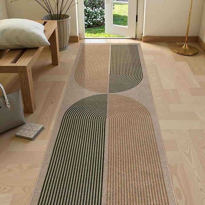 Lahome Modern Rainbow Easy Jute Rug, 2x8 Hallway Runner Washable Rugs for Entryway Farmhouse Kitchen Rug, Non Slip Indoor Outdoor Carpet Contemporary Throw Door Mat for Bedroom Porch