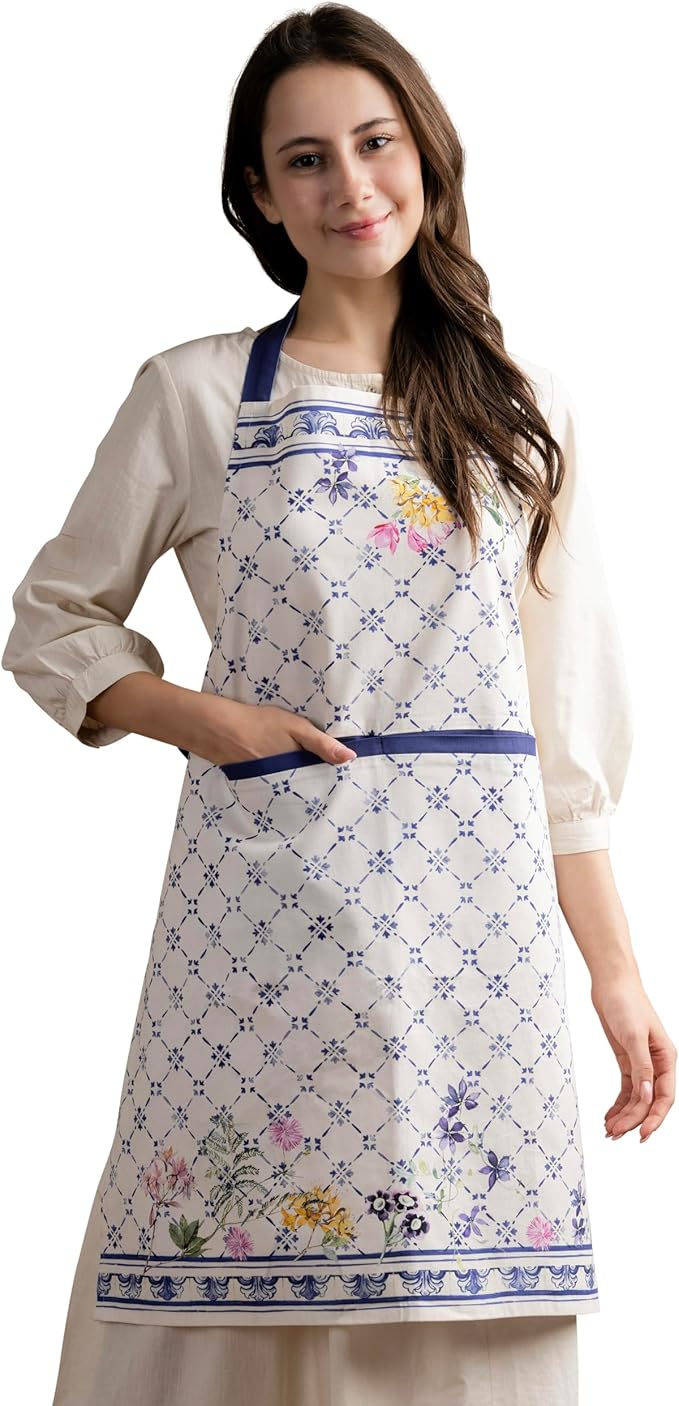 Maison d' Hermine 100% Cotton Apron for women with Pocket Kitchen Chef Apron for Men Cooking Gardening Server Waitress
