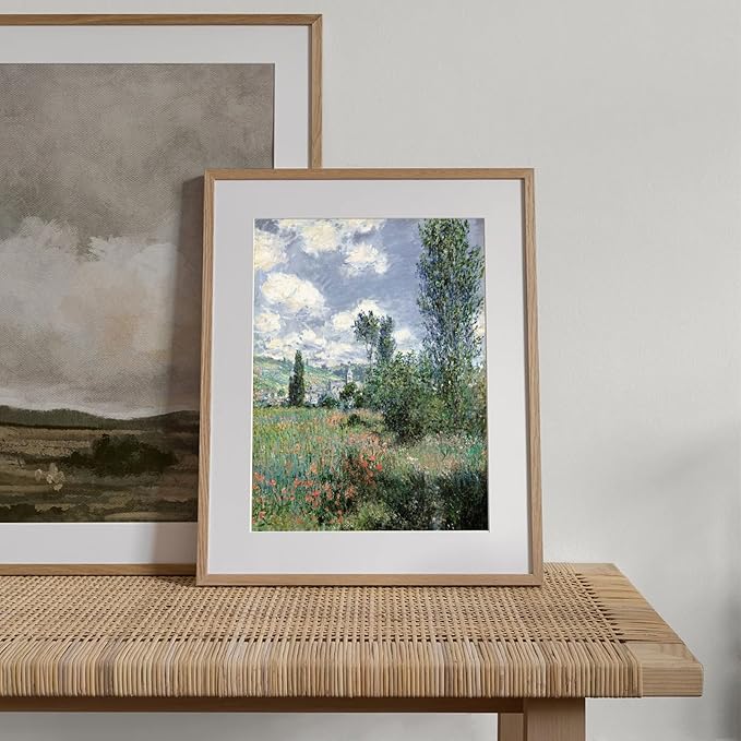 RETRART Vintage French Wall Art, Wildflower Landscape Painting Art - French Cottage Living Room Wall Decor - 8" x 10" Unframed Canvas Prints for Bedroom Living Room Bathroom Spring Landscape