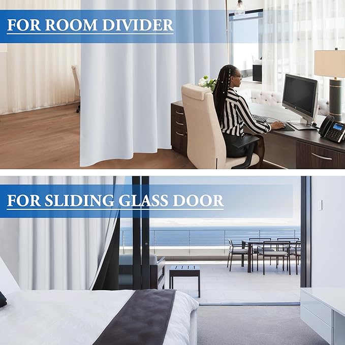 Beauoop 100% Blackout Curtains 84 Inches Long for Patio Sliding Door White Solid Extra Wide Room Darkening Thermal Insulated Room Divider Soundproof Grommet Window Treatment Drapes,100x84 Set of 1
