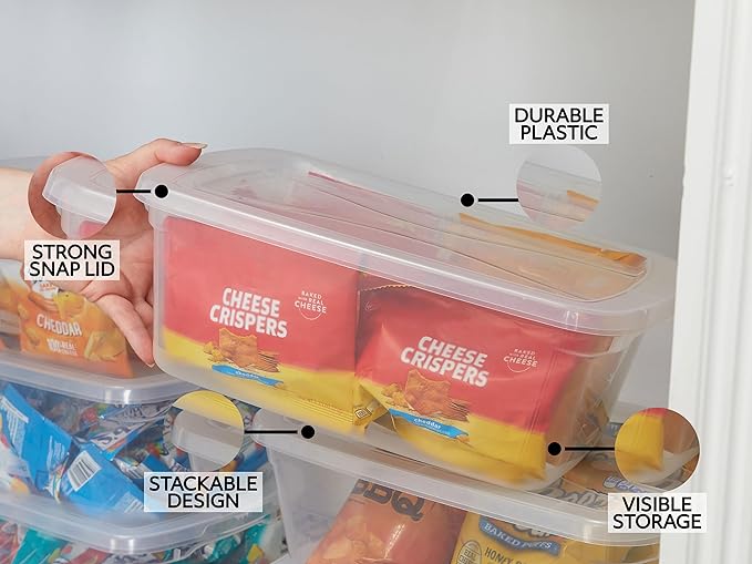 Rubbermaid Cleverstore 6 Qt Clear Storage Bins with Lids, 12-Pack, Stackable, BPA-Free, Made in USA