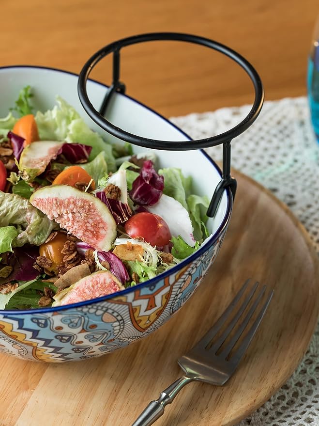 YHOSSEUN Chip and Dip Serving Set, 2 Tierd Serving Bowl Set Ceramic Chip and Dip Bowls with Stand, Serving Dishes for Entertaining Appetizer Serving Food Display Stand for Parties