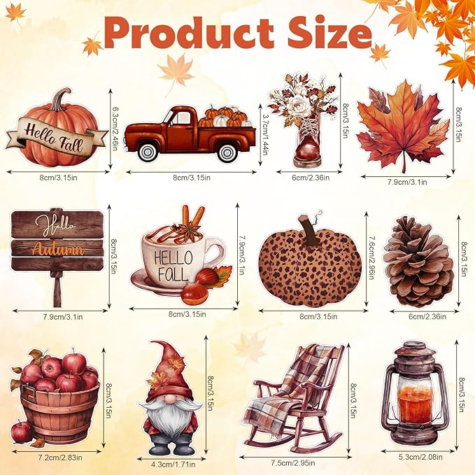 36Pcs Fall Tree Ornaments,Fall Thanksgiving Wood Ornaments for Autumn Decorations with String Fall Decorations for Home Tree Office