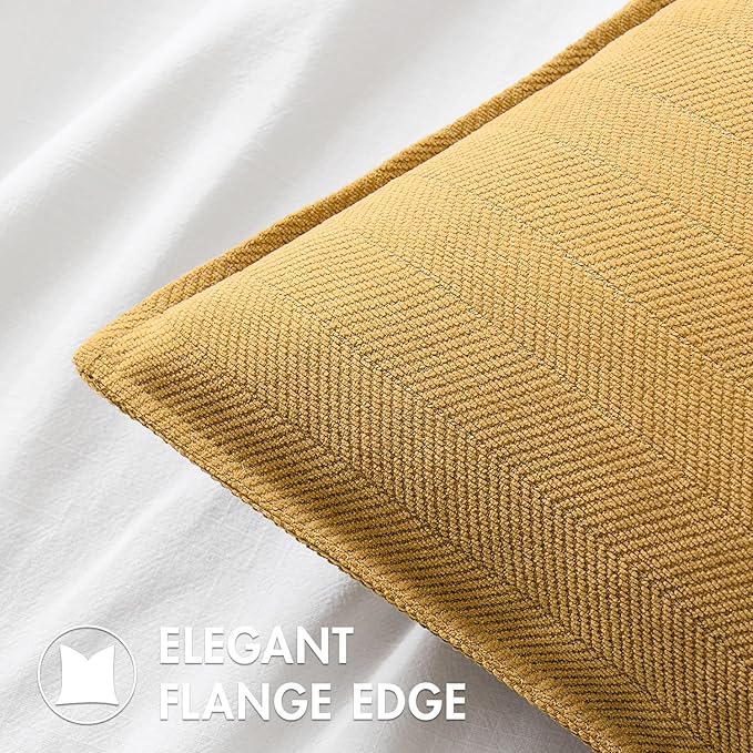 MIULEE Pack of 2 Gold Decorative Pillow Covers 20x20 Inch Soft Chenille Luxurious Couch Throw Pillows Farmhouse Cushion Covers with Elegant Design for Sofa Bedroom Living Room Home Decor