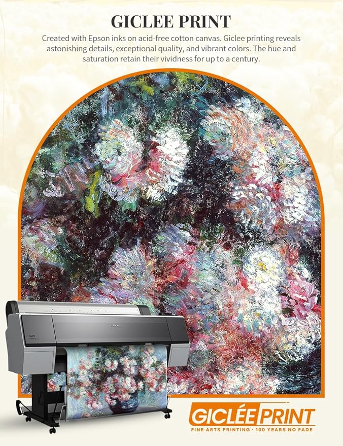 DECORARTS - Chrysanthemums by Claude Monet, Museum-Quality Giclee Canvas Print, Wall Art Reproduction, 30" W x 40" H, Made in USA