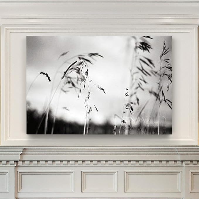 Renditions Gallery Canvas Wall Art Paintings & Prints Black & White Windy Wheat Fields Abstracr Nature Artwork for Living Room Kitchen Walls - 24"X36" LT08