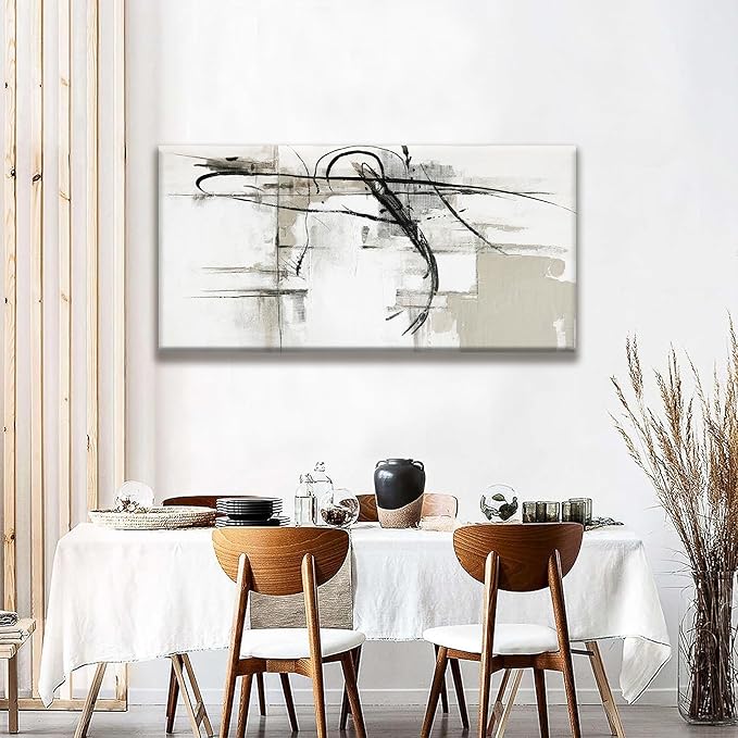 Tsomzxng Abstract Wall Art Modern Wall Decorations Maximalist Canvas Wall Art Decor Prints Black Line Artwork For Living Room Wall Bedroom Kitchen Office Artwork Ready To Hang 24"×48"