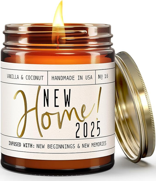 House Warming Gifts New Home, Housewarming Gifts New Home 2025' Soy Candle, w/Vanilla, Coconut & Vetiver I for New House I 9oz Jar, 50Hr Burn, Made in USA
