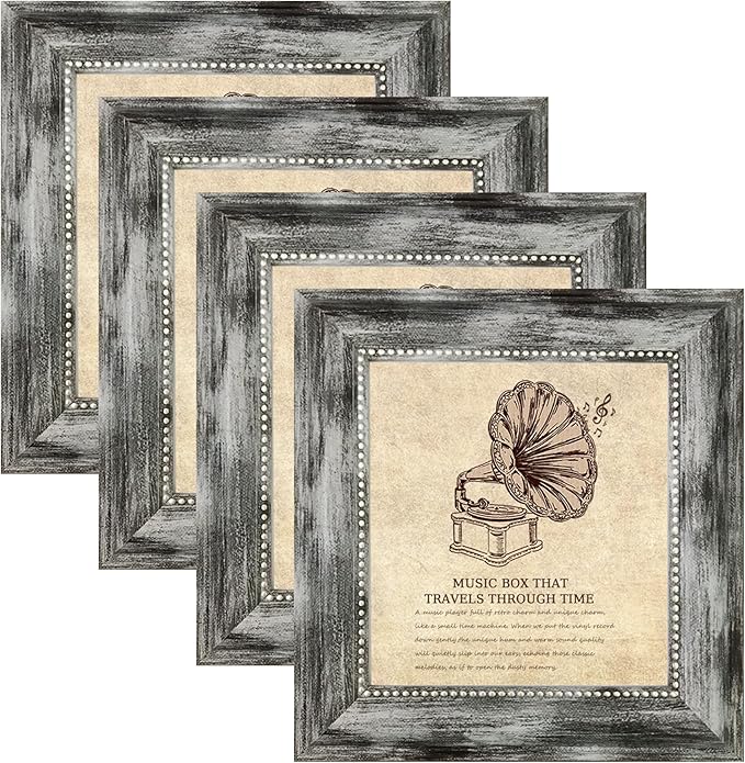 5x5 Picture Frame with Real Glass, 4 set Ornate Vintage Picture Frames for Wall or Tabletop Display, 5 x 5 photo Frame for Wall home best gift