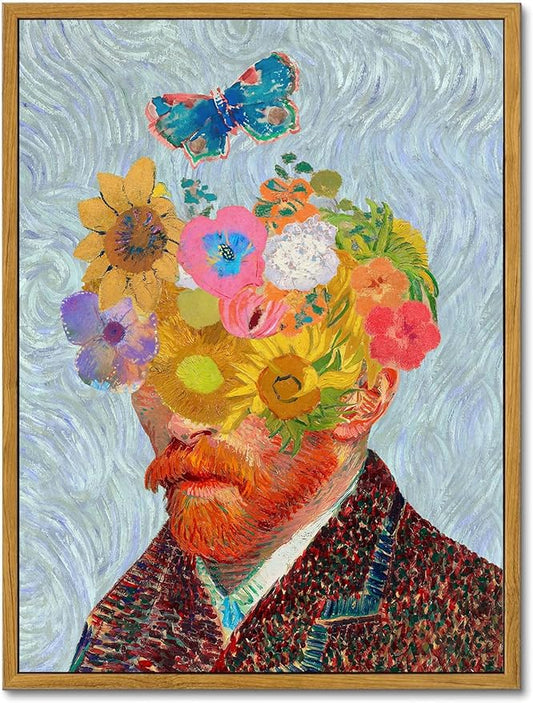 KBKBART Gold Framed Van Gogh Wall Art, Vintage Abstract Wheat Field with Cypress Canvas Impressionist Oil Painting, Farmhouse Country Landscape Wall Decor, Van Gogh Poster Art Prints for Bedroom Living Room, Gallery, Gifts for Friends or Family(12"x16")