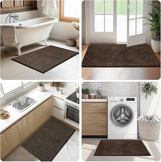 Washable Kitchen Rug 24" x 35.5" / 60cm x 90cm, Non Slip Kitchen Mat for Floor, Absorbent Indoor Entryway Rug for Laundry, Bathroom, Bedroom