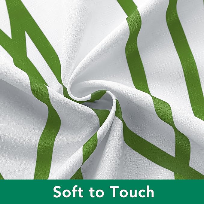 Biscaynebay Extra Long Textured Fabric Shower Curtain 72 W x 84 L, Sage Printed Striped Linen Modern Hotel Luxury Quality Cloth Bathroom Curtains Machine Washable