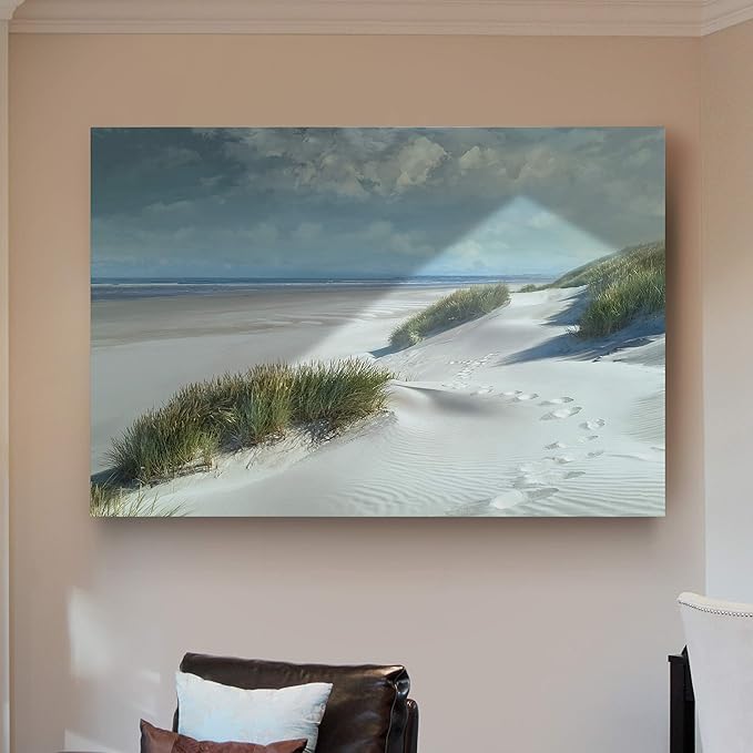 Renditions Gallery Nature Wall Art Landscape View of White Sandy Tropical Beach Ocean Canvas Hanging Artwork for Bedroom Living Room Kitchen - 12"X18" LT08