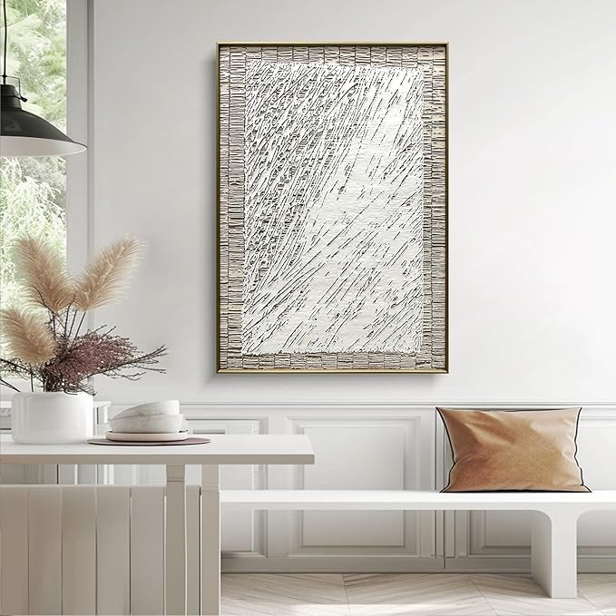 BrightA Handmade Canvas Wall Art for Dining Room and Kitchen Framed Abstract Paintings Framed Paintings for Living Room 27.6"x39.3"