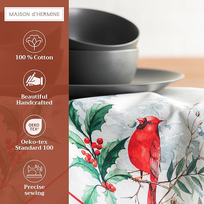 Maison d' Hermine Cloth Napkins Set of 4 100% Cotton Everyday Reusable Square Napkins Cloth Washable, Dinner, Party, Wedding, Restaurant (Morzine, 20" x 20")