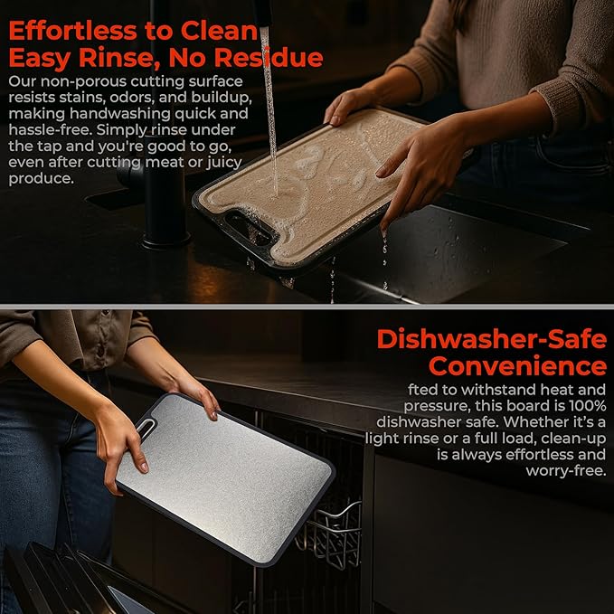 Titanium Cutting Board 16x11in – Pure Crystallized Titanium and Wheat Straw PP, Double-Sided, Non-Slip, Dishwasher Safe, For Kitchen, BBQ, Camping, Eco-Friendly Cutting Boards for Kitchen