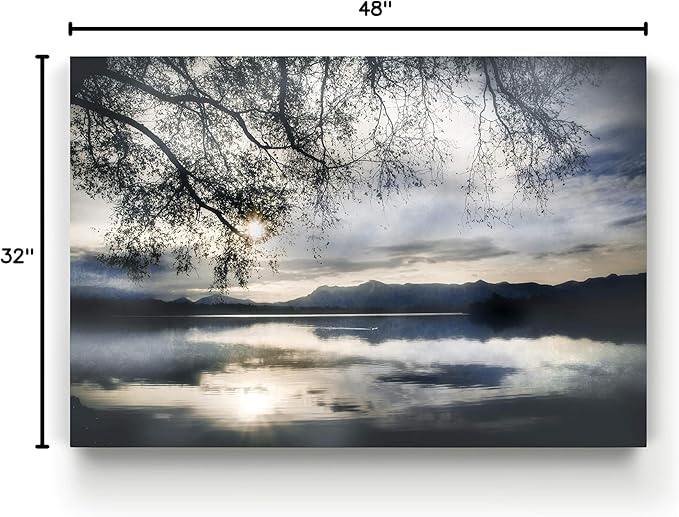 Renditions Gallery Nature Decoration for Home Winter Sunset View of Lake Mountains Modern Artwork Prints for Kitchen Office Wall Hanging - 32"X48" LT08