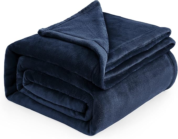 Bedsure GentleSoft Fleece Blanket California King Navy Blue - Lightweight Plush Fuzzy Cozy Soft Bed Blankets, 102x96 inches