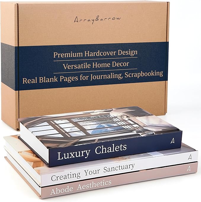 Array & Arrow Decorative Books for Home Decor - Set of 3 Meticulously Designed Hardcover Fake Books for Decoration, Modern, Stylish, and Minimalist Coffee Table Decor