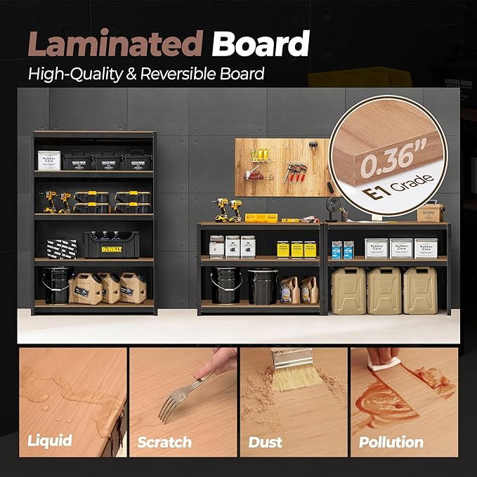 HOMEDANT House 48" Wide Boltless Heavy Duty Garage Storage Shelving Adjustable 5-Tier Metal Shelves Laminated Organization Shelf Industrial Utility Rack for Pantry Warehouse Office Store 3Pack