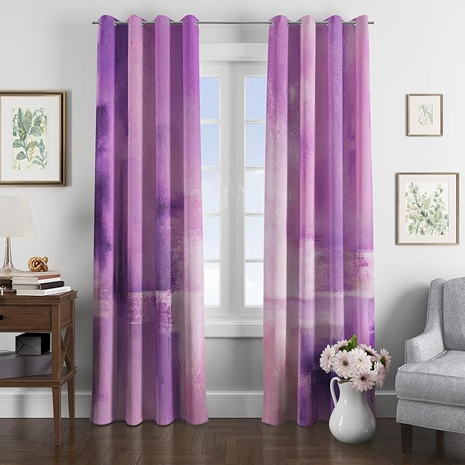 Asuexpect Purple Curtains 2 Panels Abstract Rust Curtain Room Darkening Grommet Window Treatments Modern Decorative for Bedroom Living Room, 52x96 Inches