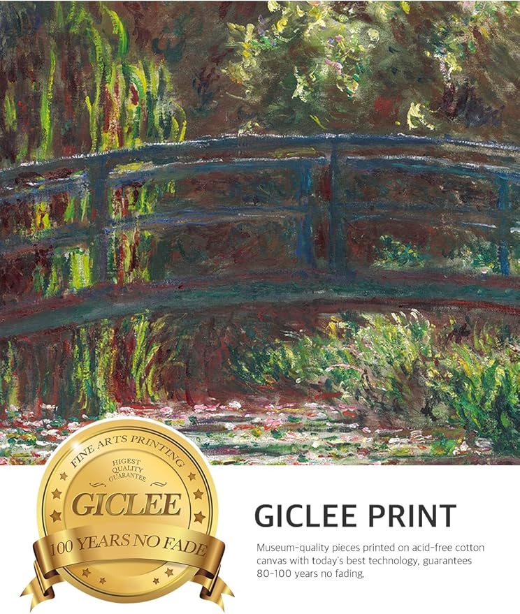 DECORARTS - Water Lily Pond 1900 Claude Monet Art Reproduction. Giclee Print& Museum Quality Framed Art for Wall Decor. Framed size: 26x22''