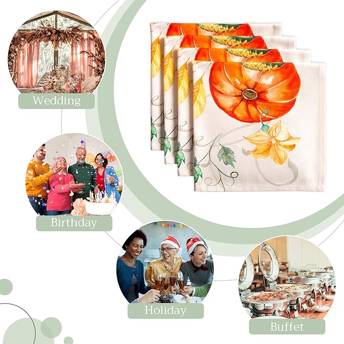 Maison d' Hermine Cloth Napkins Set of 4 100% Cotton Everyday Reusable Square Napkins Cloth Washable, Dinner, Party, Wedding, Restaurant (Lumina, 20" x 20")