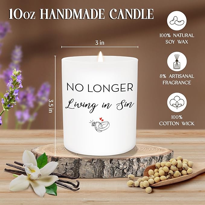 Engagement Gifts for Couples - Long Lasting Vanilla Lavender Candle 10 oz - Funny Wedding Gifts for Newly Engaged Couples, Bridal Gift for Women, Bridal Shower Gift Ideas