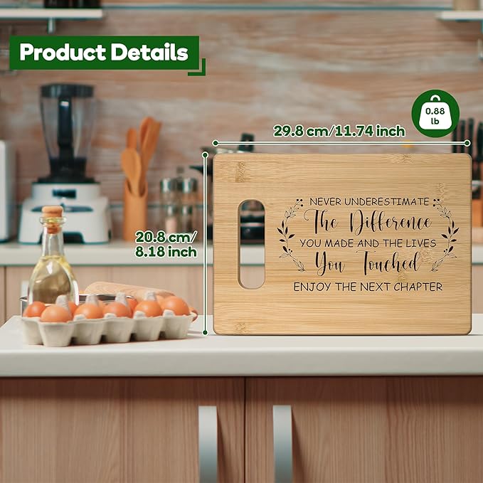 Retirement Gift for Woman,Best Retirement Gifts for Men Women 2025,Bamboo Cutting Board Retired Gifts,Farewell Going Away Goodbye Gifts for Teacher Boss Lady Friends,Coworker Leaving Gifts for Women