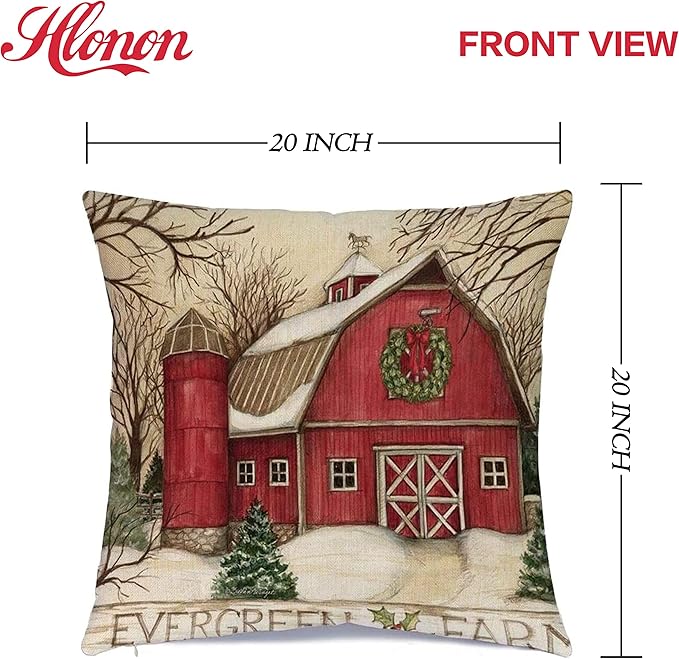 Hlonon Christmas Decorations Christmas Pillow Covers 20 x 20 Inches Set of 4 - Xmas Series Cushion Pillow Cover Custom Zippered Square Pillowcase