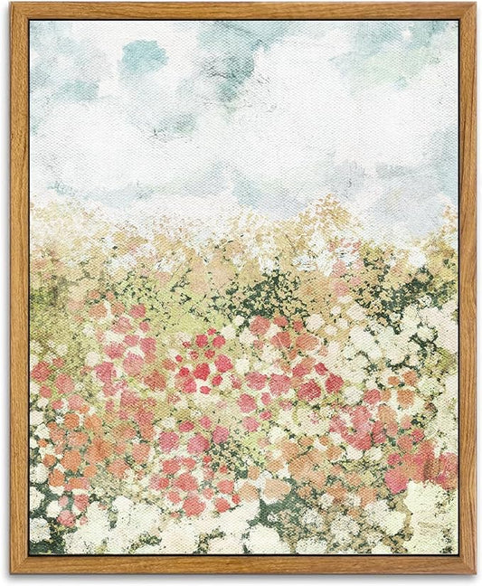 KBKBART Framed Wall Art for Bedroom Decor, Vintage Spring Flower Pictures Aesthetic, Farmhouse Wall Decor Meadow Floral Bathroom Canvas Oil Painting, Canvas Wall Art Summer Room Decor, Gifts for Friends or Family(8"x10")