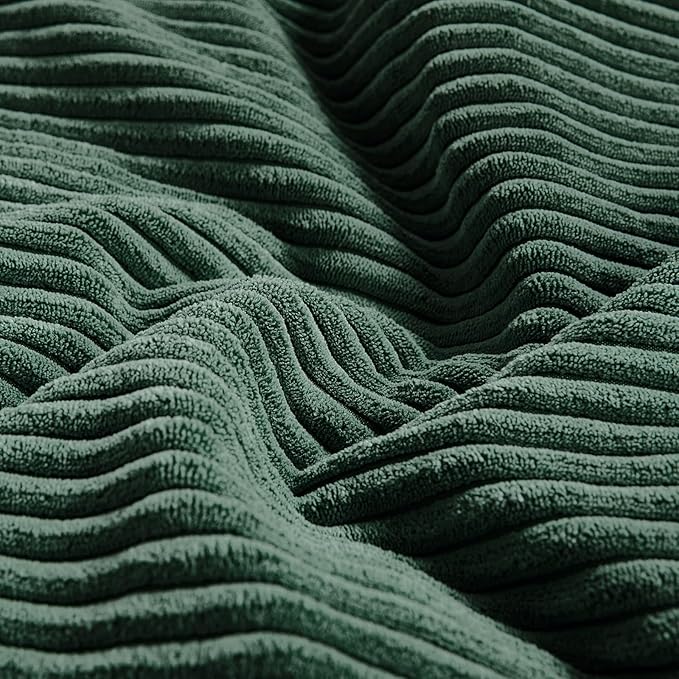 Fancy Homi Set of 4 Dark Green Boho Decorative Throw Pillow Covers 18x18 Inch for Living Room Couch Bed, Modern Farmhouse Forest Green Home Decor, Soft Textured Corduroy Cross Patchwork Cushion Case