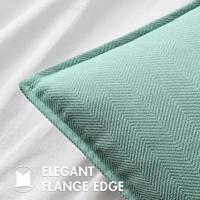 MIULEE Pack of 2 Aqua Green Decorative Pillow Covers 20x20 Inch Soft Chenille Luxurious Couch Throw Pillows Farmhouse Cushion Covers with Elegant Design for Sofa Bedroom Living Room Home Decor