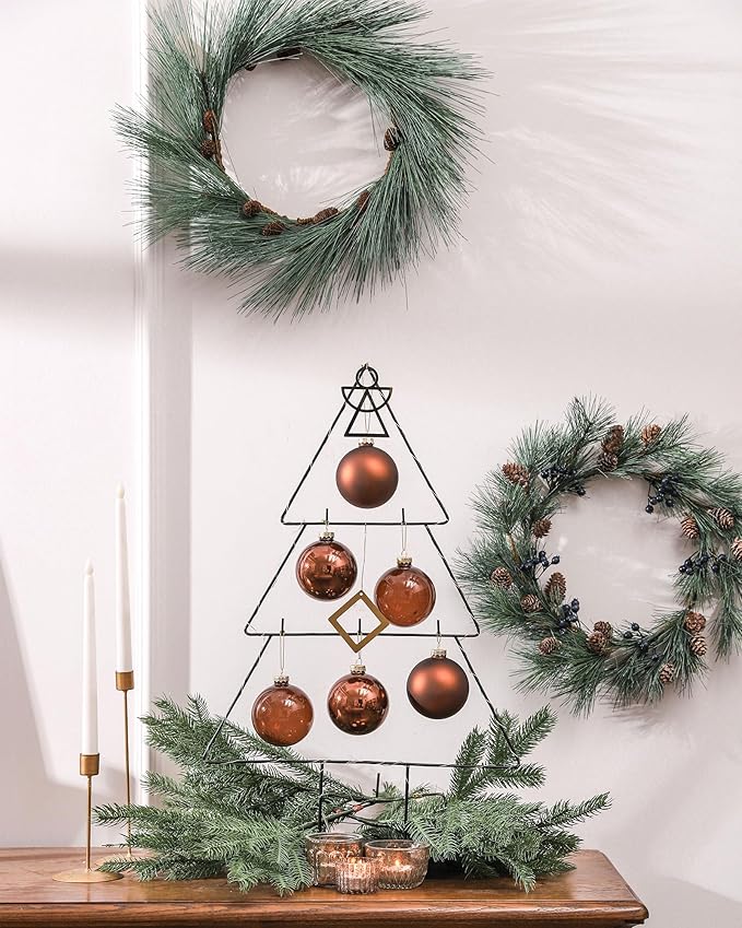 DN DECONATION Brown Glass Christmas Ball Ornaments, Set of 9, 3' Hanging Christmas Baubles for Xmas Tree Decoration, Wedding Party Gift