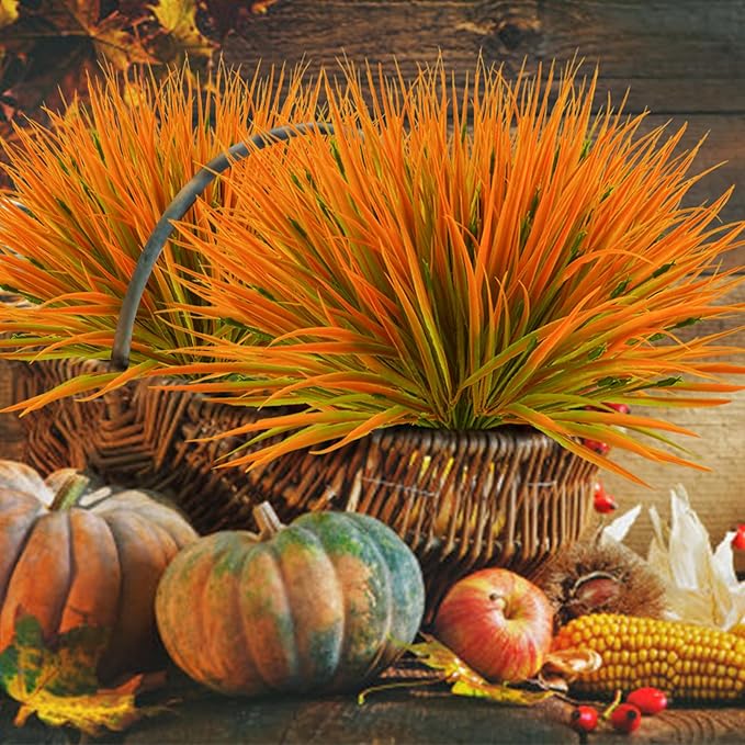 Krissing 40 Bundles Artificial Fall Flowers Outdoor UV Resistant Fake Lavender Flowers Outdoor Fall Faux Plants Greenery Shrubs for Home Garden Porch Outside Fall Decor