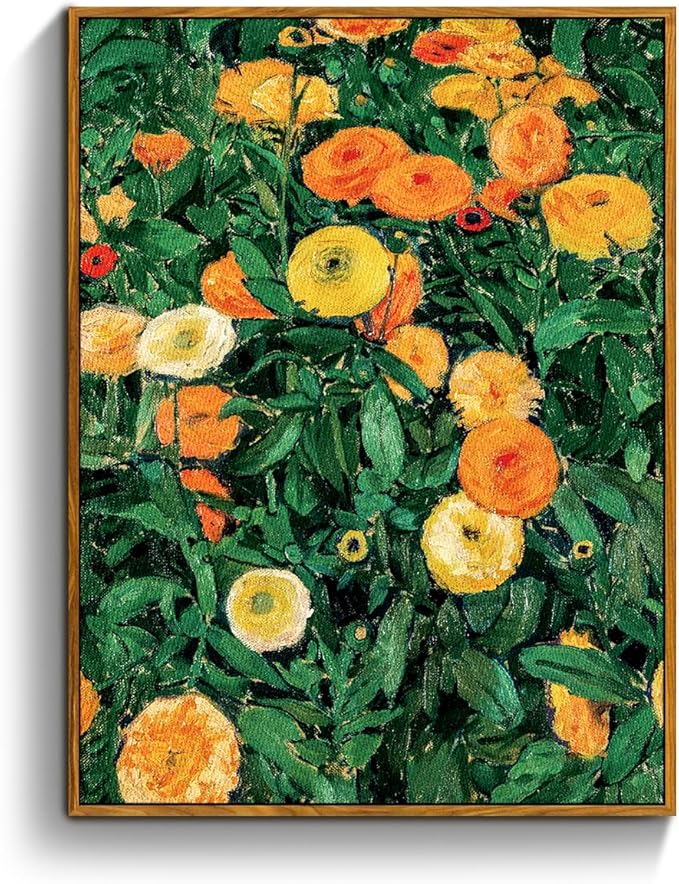 crmotu Vintage Framed Wall Art, Botanical Wall Art, Floral Wall Decor, Daisy Nature Decor Art Prints, Wildflower Landscape Rustic Canvas Paintings for Living Room Bedroom Kitchen Farmhouse 12x16in